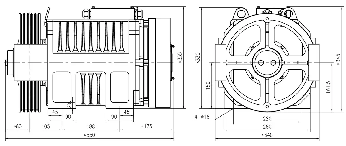 Torin ESRL Traction motor Dimensions
