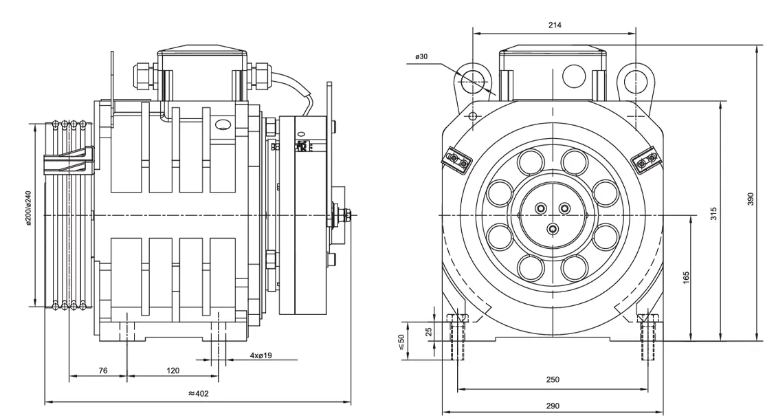 xizi traction motor dimensions
